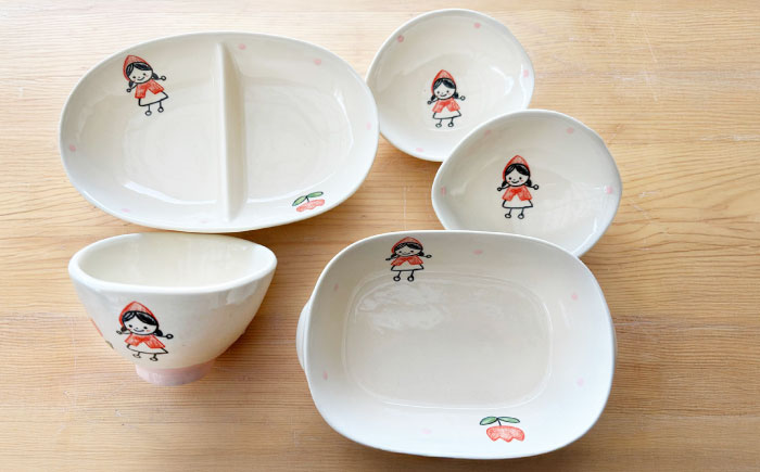 【瀬戸焼】子供用食器5点セット（女の子）贈答品対応【窯元SOUSEN】/食育 子育て ギフト [BBCQ009]