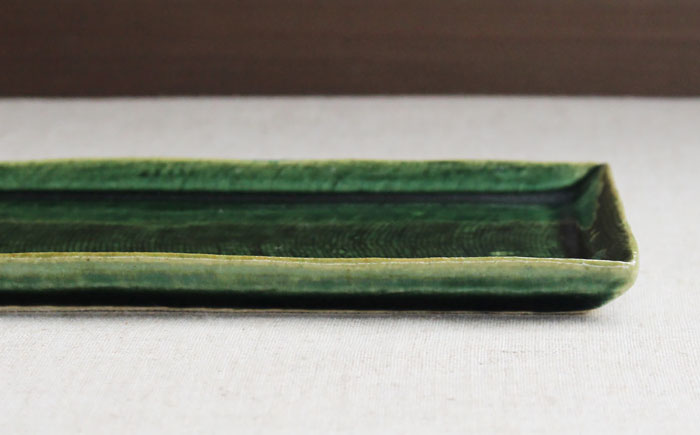 【瀬戸焼】 「舞陶館」　総織部 サンマ皿２枚セット【松本陶器株式会社】 / 皿 食器 角皿 / 瀬戸市 [BBDX006]