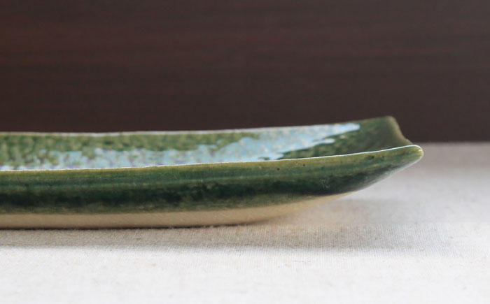 【瀬戸焼】 「舞陶館」　織部 長角皿２枚セット【松本陶器株式会社】 / 皿 食器 角皿 / 瀬戸市 [BBDX010]