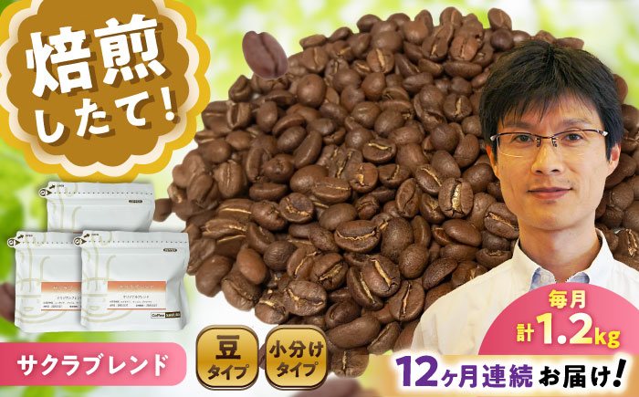【全12回定期便】ブレンドコーヒー豆 サクラブレンド 200g×6個 (豆) / 珈琲 コーヒー 豆 / 瀬戸市 / Ｃｏｆｆｅｅ　ＳＡＫＵＲＡ [BBAB038] 豆