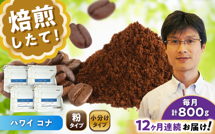 【全12回定期便】ハワイ・コナ コーヒー粉 200g×4個 (粉/中挽き) / 珈琲 コーヒー 粉 / 瀬戸市 / Ｃｏｆｆｅｅ　ＳＡＫＵＲＡ [BBAB077] 粉