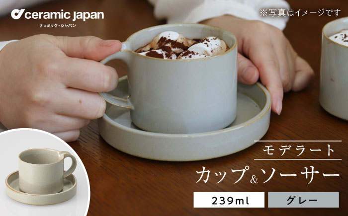 【瀬戸焼】モデラート カップソーサー グレー 【セラミック・ジャパン】 / 食器 カップ コップ ギフト プレゼント / 瀬戸市 [BBBC007]