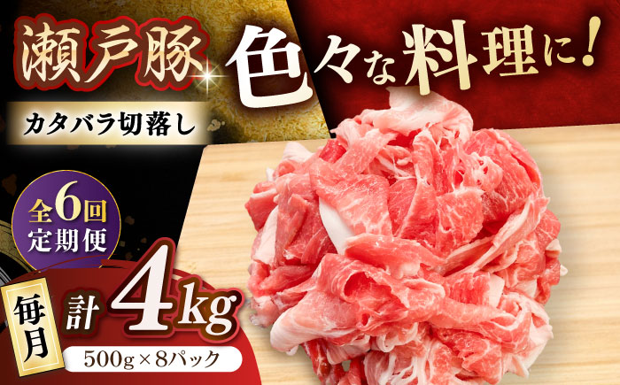 【6回定期便】瀬戸豚 カタバラ切落し 4kg / 豚肉 小分け 切り落とし / 瀬戸市 / 関屋精肉店 [BBBQ202]