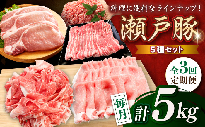 【全3回定期便】瀬戸豚 生活応援セット 計5kg / 豚肉 小分け しゃぶしゃぶ セット / 瀬戸市 / 関屋精肉店 [BBBQ216]