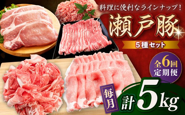 【全6回定期便】瀬戸豚 生活応援セット 計5kg / 豚肉 小分け しゃぶしゃぶ セット / 瀬戸市 / 関屋精肉店 [BBBQ217]
