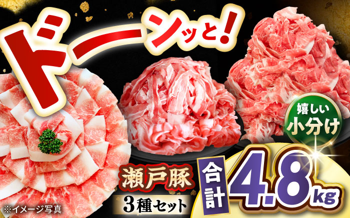 瀬戸豚 豚肉3種セット 計4.8kg / 肉 豚肉 豚バラ しゃぶしゃぶ 冷凍 小分け / 瀬戸市 / 関屋精肉店 [BBBQ224]