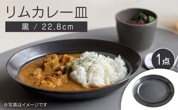 【瀬戸焼】リムカレー皿（黒）【株式会社カネ三商店】 / 皿 食器 カレー皿 ギフト プレゼント / 瀬戸市 [BBDD003]