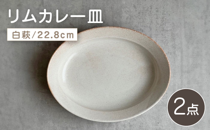 【瀬戸焼】リムカレー皿 2枚セット（白萩）【株式会社カネ三商店】 / 皿 食器 カレー皿 ギフト プレゼント / 瀬戸市 [BBDD012] 白萩