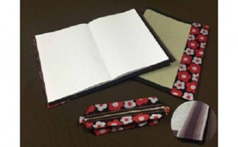 イ草が香る！ノートカバー、ファイルカバー、ペンケースセット　カラー：花柄