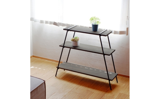 アイアンレッグラック（3段） ダークブラウン(DB) ILR3-DB