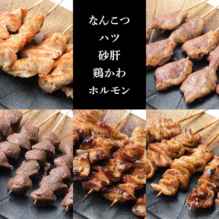 【調理済】奥三河どりの串焼き（なんこつ・ハツ・砂肝・鶏かわ・ホルモン）各5本 合計25本