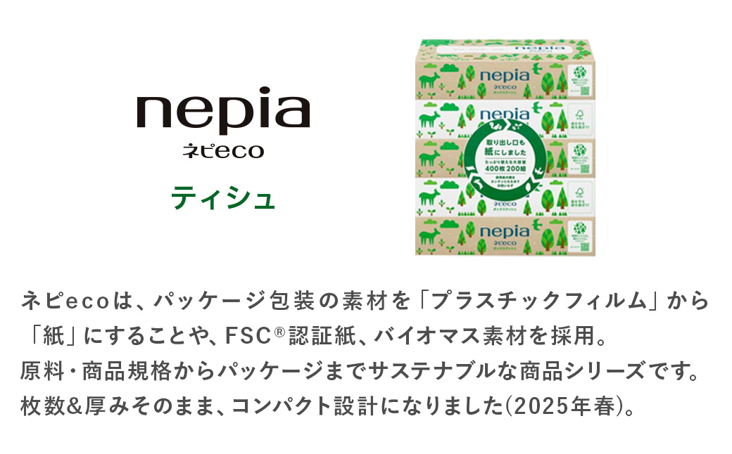 【年内配送】ネピア　ネピecoティシュ200組　5箱×12パック