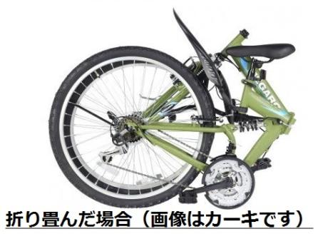 MEGARO　防災対応26型18スピードノンパンク折りたたみマウンテンバイク　色：カーキ※沖縄・離島への発送はできません・ご了承ください。