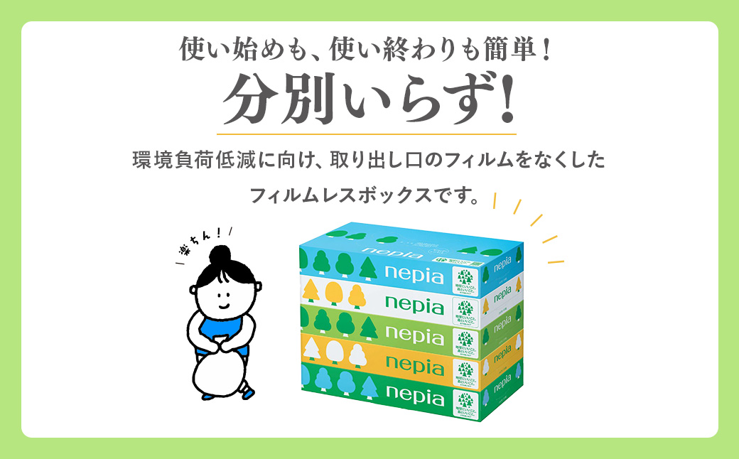 【年内配送】ネピアティシュ フィルムレス 120組　5箱×18パック