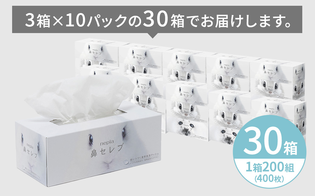 【年内配送】ネピア鼻セレブティシュ3箱×10パック