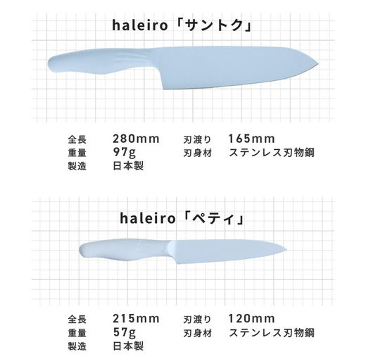 包丁だって彩り豊かに！オールステンレスのカラー包丁「haleiro（ハレイロ）」サントク・ペティ　各1本のセット