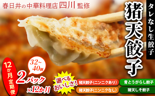 【12ヶ月定期便】春日井の中華料理店四川監修タレなし生餃子「猪天餃子」 12ヶ月コース