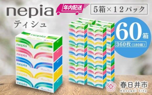 【年内配送】ネピアティシュ５箱×12パック