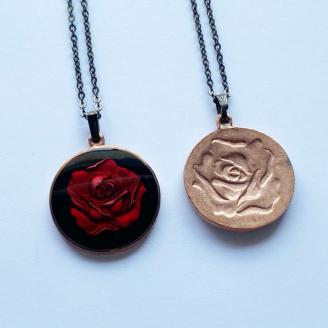 七宝焼アクセサリー(バラのペンダント)【藤】	