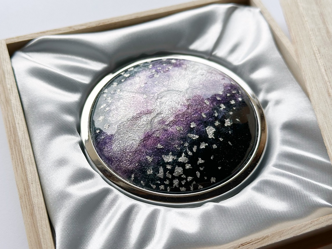 七宝焼のコンパクトミラー【箔ちらし 藤棚】