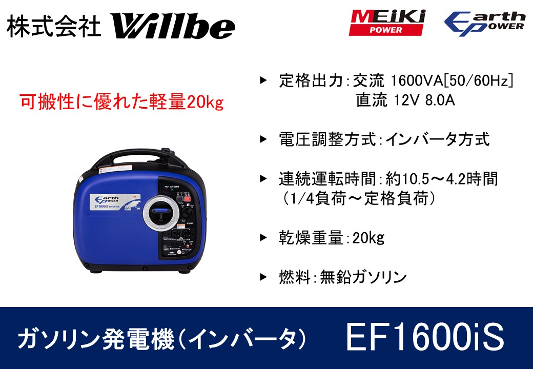 ガソリン発電機(インバータ)EF1600iS