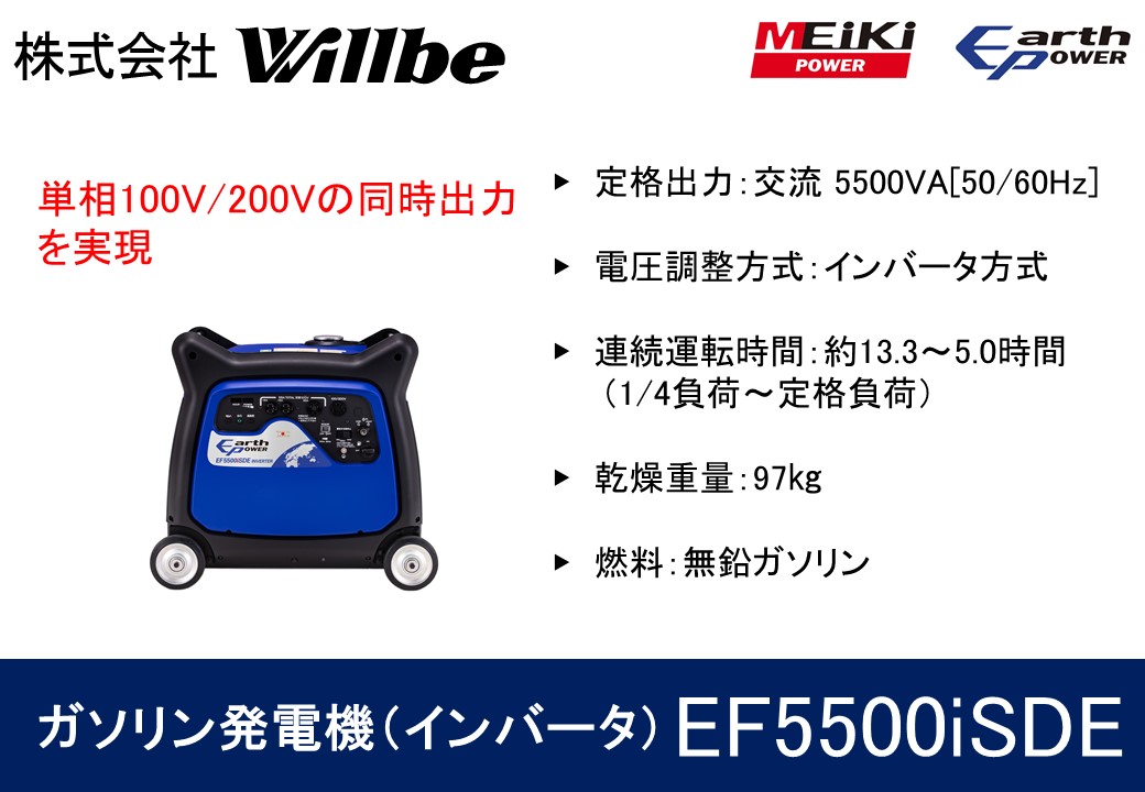 ガソリン発電機(インバータ)EF5500iSDE