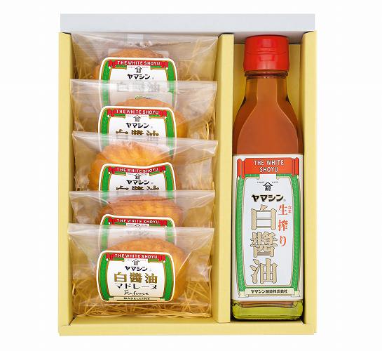 碧南銘産セット 伝統の木桶仕込みヤマシン白醤油と絶品白醤油マドレーヌの詰め合わせ 手土産 調味料 洋菓子 スイーツ 白醤油 碧南 セット コラボ H010-014