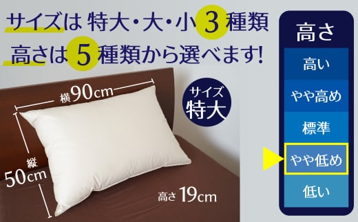 【高さが選べる】 綿桂の羽毛枕　『天使のダウンピロー』　 レギュラークラス (50×90cm) / やや低め 寝具 枕 ふかふか ホテル 睡眠改善 H115-096