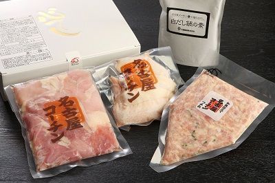 【12月21日受付分まで年内発送】元祖白だし濃厚スープ　名古屋コーチン鶏鍋セット（3～4人前）　H001-069