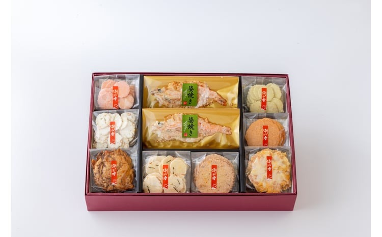 ワンランク上の海鮮煎餅詰合せ「潮の香10袋(9種)」 　海老 えびせん 海老姿焼き 贈り物 ギフト お歳暮 せんべい おつまみ 海鮮 乾物 和菓子 醤油味 お菓子 おやつ 煎餅 梅 わさび 小分け 海鮮せんべい えびせん家族 人気 H011-138