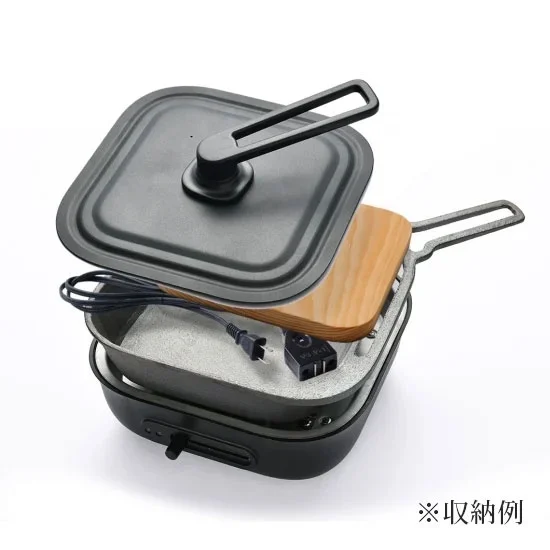 〈カンブリア宮殿で紹介されました！〉 【訳あり】おもいのフライパン スクエア 電気卓上コンロ 深型セット ドウシシャVer. 【目指したのは いつでも変わらない極上の焼き加減】 H051-235