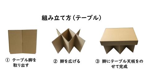 あなたの暮らしにSDGsを♪ 段ボール製テーブル・チェア「どこでもスズダイニング」　H160-007