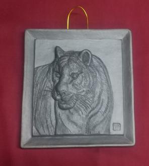鬼師が作る 虎の干支瓦 飾り瓦　H064-034