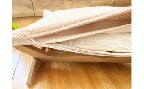 【オーガニックコットンカバー付き】リアルダウン入りプレミアムハンモック 1年中使いやすい ペットベッド 羽毛クッション カバー ２枚入り H162-036