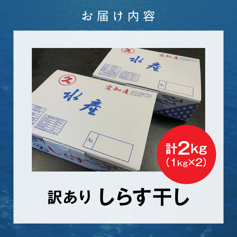 【12月24日受付分まで年内発送】訳あり しらす干し 三河しらす 国産 1kg × 2 計 2kg 新鮮 しらす 釜茹で うま味 濃縮 塩分 控えめ まろやかな味わい やみつき ご飯のお供 おつまみ 酒の肴 しらす丼 サラダ 魚 海産物 冷凍 お取り寄せ グルメ 食品 愛知県 碧南市 送料無料 H018-040