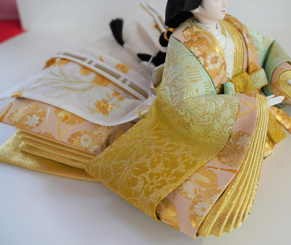 【飾り台セット“有明”】人形作り40年 “平安天鳳”作 京都西陣袋帯 御所 黄金 手作り ひな祭り 木製 今どき かわいい おしゃれ モダン H067-141