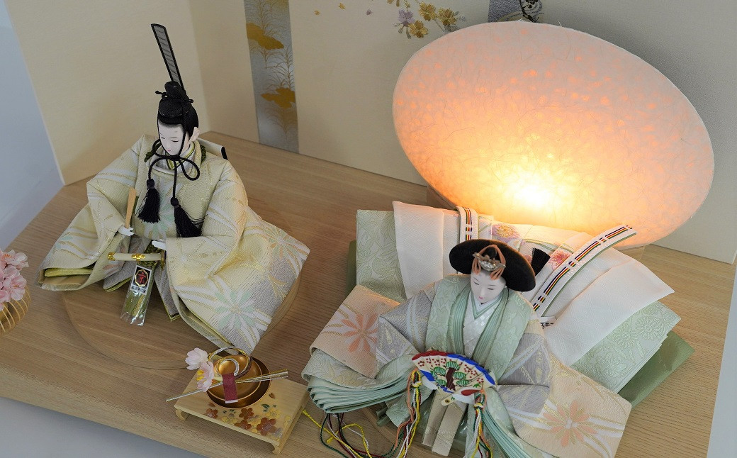 【飾り台セット“有明”】人形作り40年 “平安天鳳”作 京都西陣袋帯 桂 瑠璃色 手作り ひな祭り 木製 今どき かわいい おしゃれ モダン H067-143