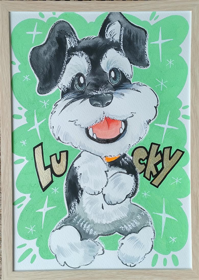 似顔絵ギフト～A4 2名様～「額付き」「手描き水彩画」 イラスト にがおえ 手書き 水彩画 絵の具 絵 飾り 誕生日 七五三 ペット 犬 猫 結婚 記念日 ギフト 贈り物 プレゼント H201-002