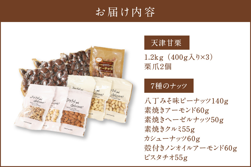 【福箱★2026】【くり返し福来る！】天津甘栗1.2kg＆しあわせ運ぶ7種のナッツ七福神セット H045-065