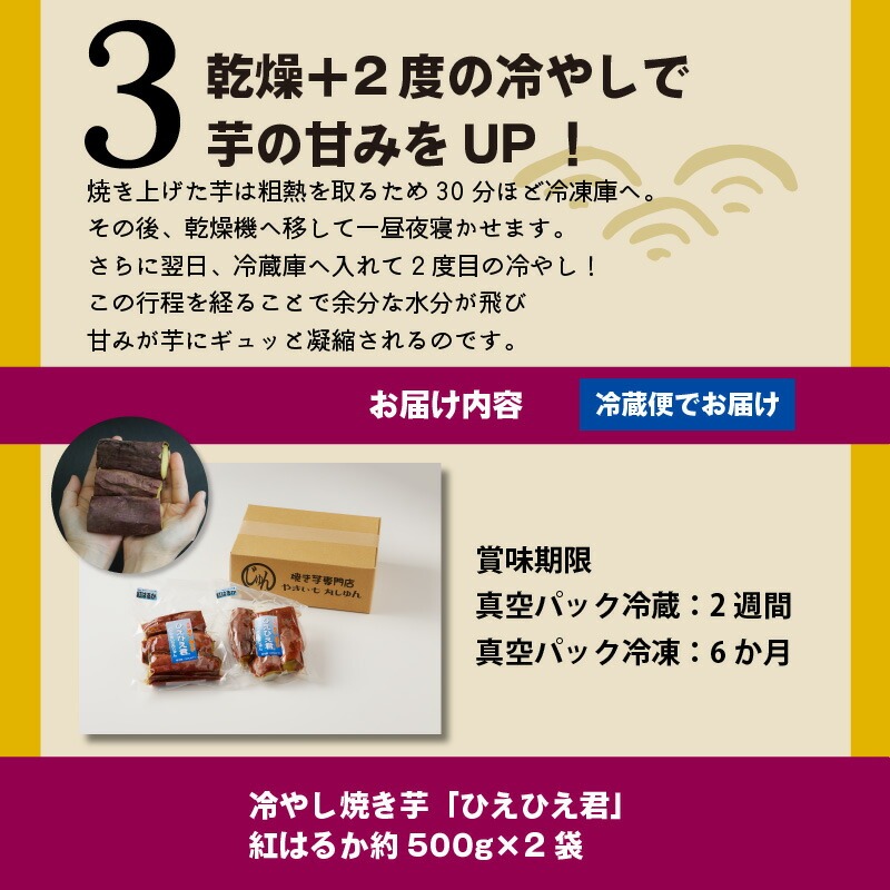 焼き芋 蜜たっぷり！冷やし焼き芋 ひえひえ君 紅はるか 1㎏(500g×2) 芋スイーツ　H047-030