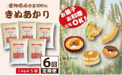 【小麦粉】愛知県産 きぬあかり 国産 薄力粉 1kg×5袋(計5kg) 定期便6回 H008-260