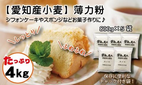 【小麦粉】碧海の恵み 薄力粉 国産 愛知県産 800g×5袋(計4kg)　H008-251