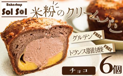 グルテンフリー 米粉クリームパン 6個　チョコ味　H083-022