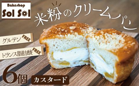 グルテンフリー 米粉クリームパン 6個　カスタード味　H083-020