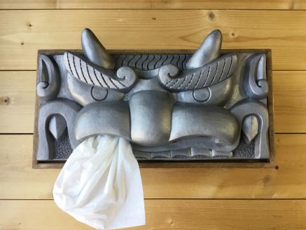 鬼瓦ティッシュケース（睨み顔の鬼瓦）　H104-026