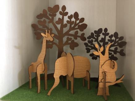 木製３Ｄパズル かわいい動物たち 【ぞう】【きりん】【こあら】３種セット インテリア おもちゃ 知育玩具 プレゼント　H084-037