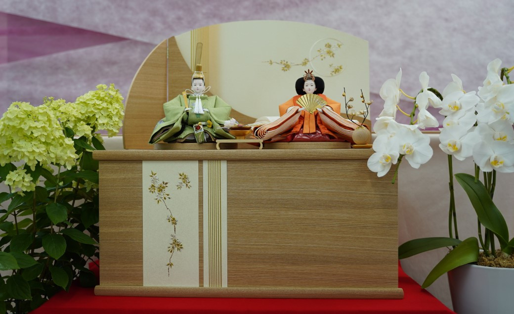 【収納飾りセット“山科”】人形作り40年 “平安天鳳”作 丹後ちりめん 人参草木染め 手作り ひな祭り 木製 今どき かわいい おしゃれ モダン 碧南 にんじん 人参 H067-153