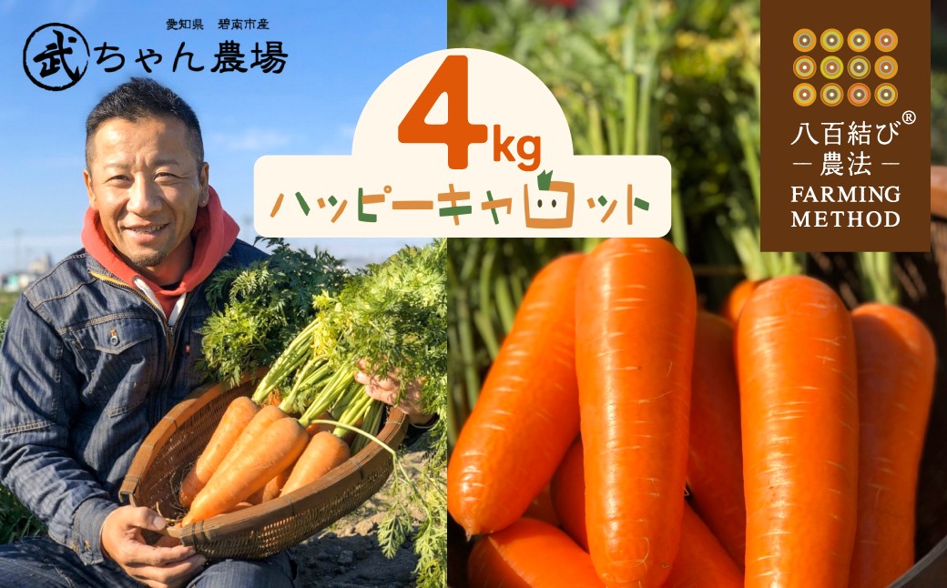 甘さと栄養で体も笑う武ちゃん農場の“ハッピーキャロット 4㎏　H095-021