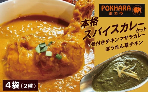 【レンジで簡単】本格スパイスカレー２種４袋セット 本格スパイスカレー 食べ比べ おやつ H177-007