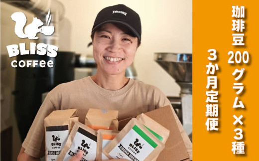 【3ヶ月定期便】煎りたて・挽きたてでお届け ブレンドコーヒー 200g×3種 飲み比べ ギフト たっぷり セット オフィス アウトドア キャンプ ブレンド H185-008